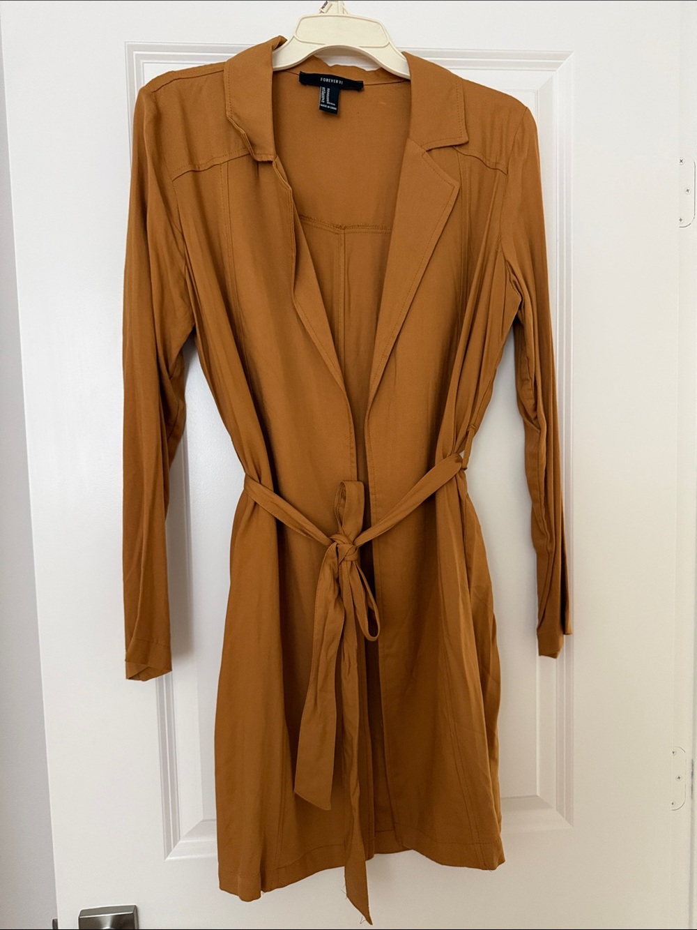 Forever 21 Rust-Tone Tie-Waist Trench Coat